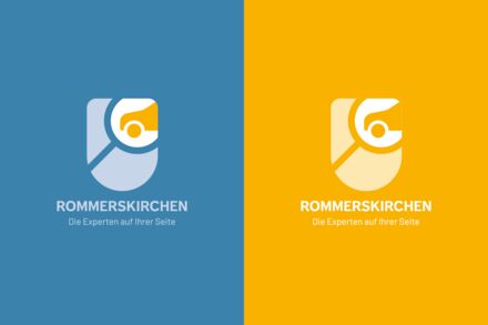 logo auf blauen und auf gelben Hintergrund