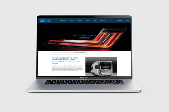 Ansicht Webseite LED Rückleuchten auf Laptop