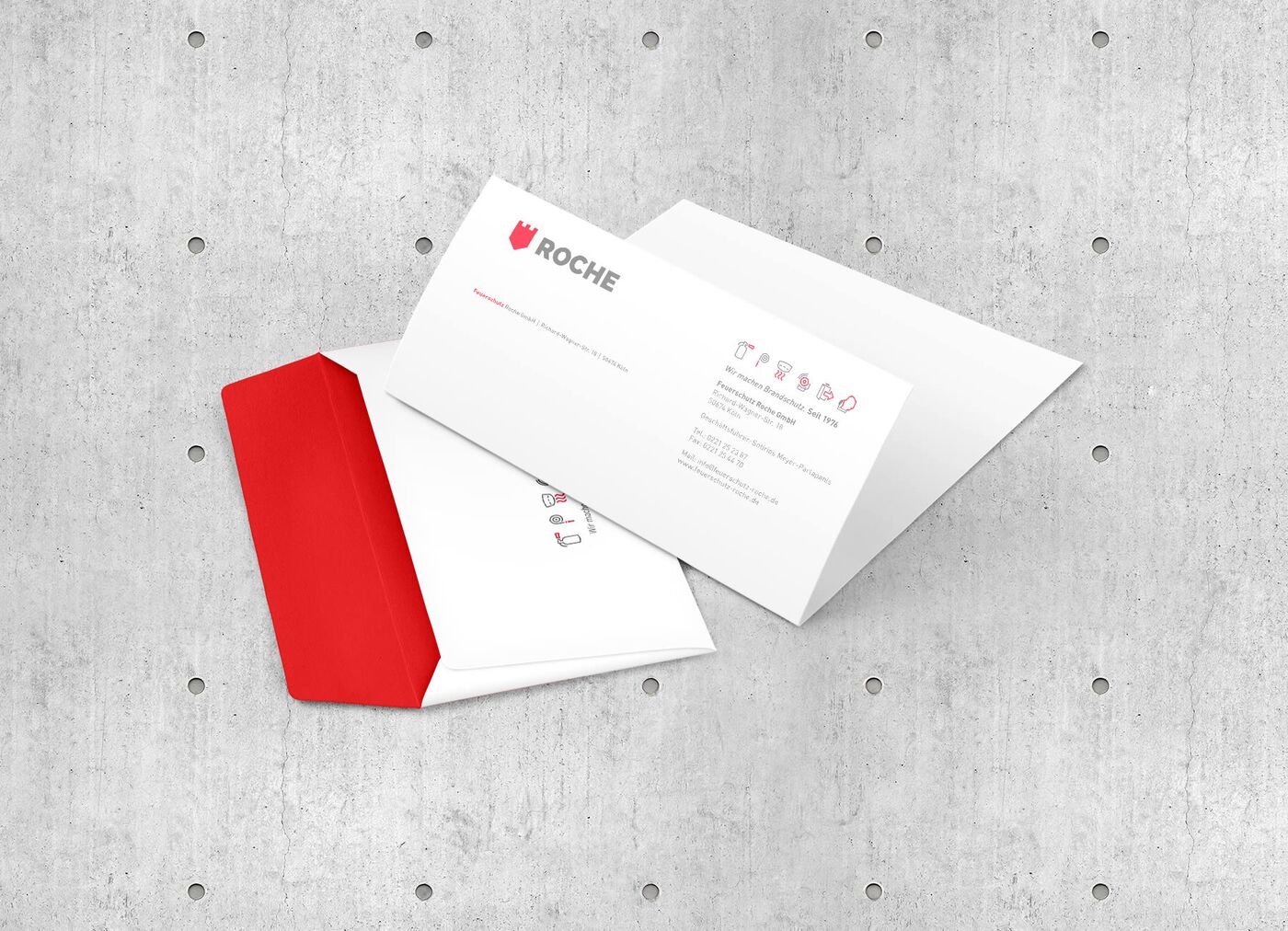 Grafik zeigt ein Briefpapier für Feuerschutzfirma