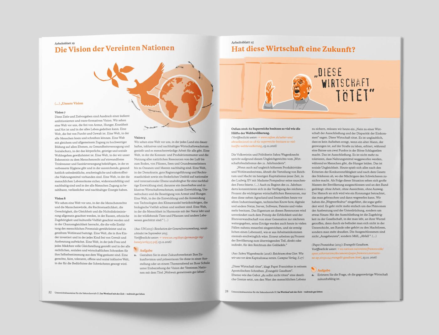 Innenteil der Unterrichtsmaterialien Arbeitsblatt: Die Version der Vereinten Nationen