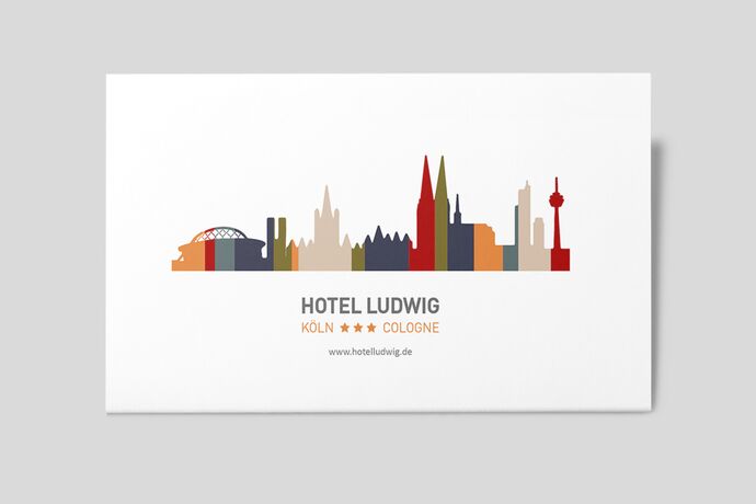 Cover der Broschüre Skyline Köln als Bildmarke Logo und Webadresse
