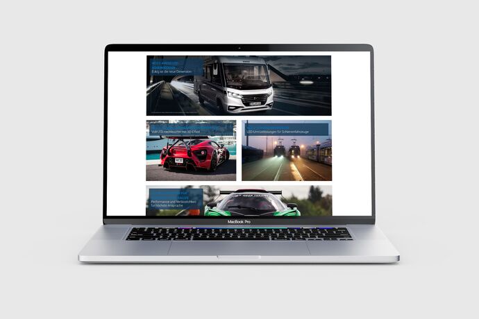 Ansicht Webseite Referenzseite für LED-Hersteller auf Laptop