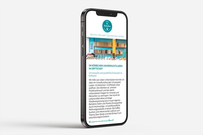 Ansicht der Internetseite des Unverpacktladens auf dem Smartphone