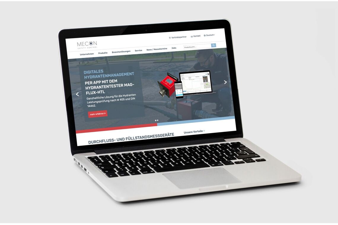 Ansicht von einem Laptop der eine Landingpage für Messtechnik zeigt