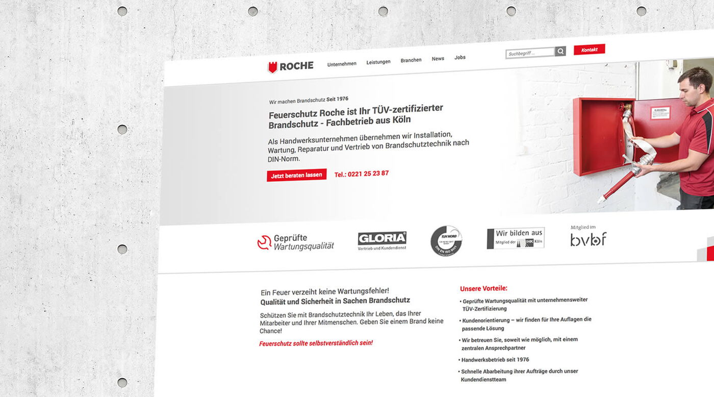 Bild zeigt Startseite der Firmenhomepage
