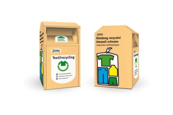 Gelbe Container-Beschriftung für Recycling-Unternehmen