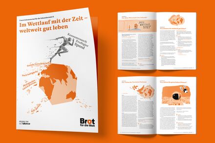 Bild zeigt das Layout und Grafikdesign einer Broschüre für Brot für die Welt