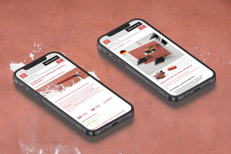 Startseite und Produktdetailseite auf einem Smartphone