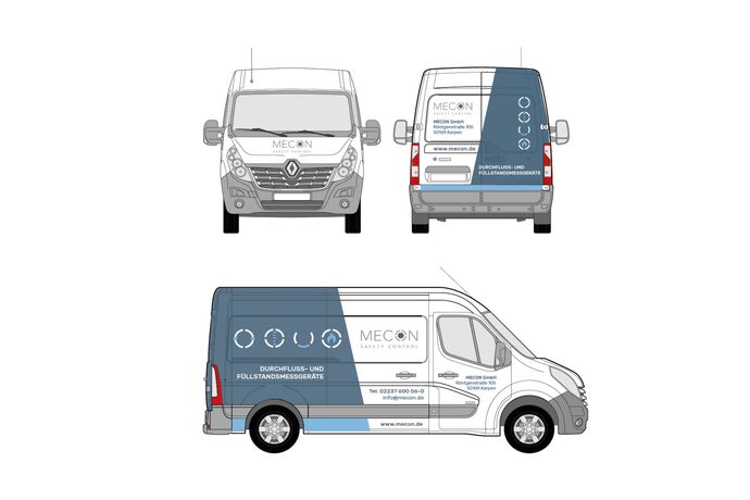 Ansicht einer Fahrzeugbeschriftung auf einem Sprinter