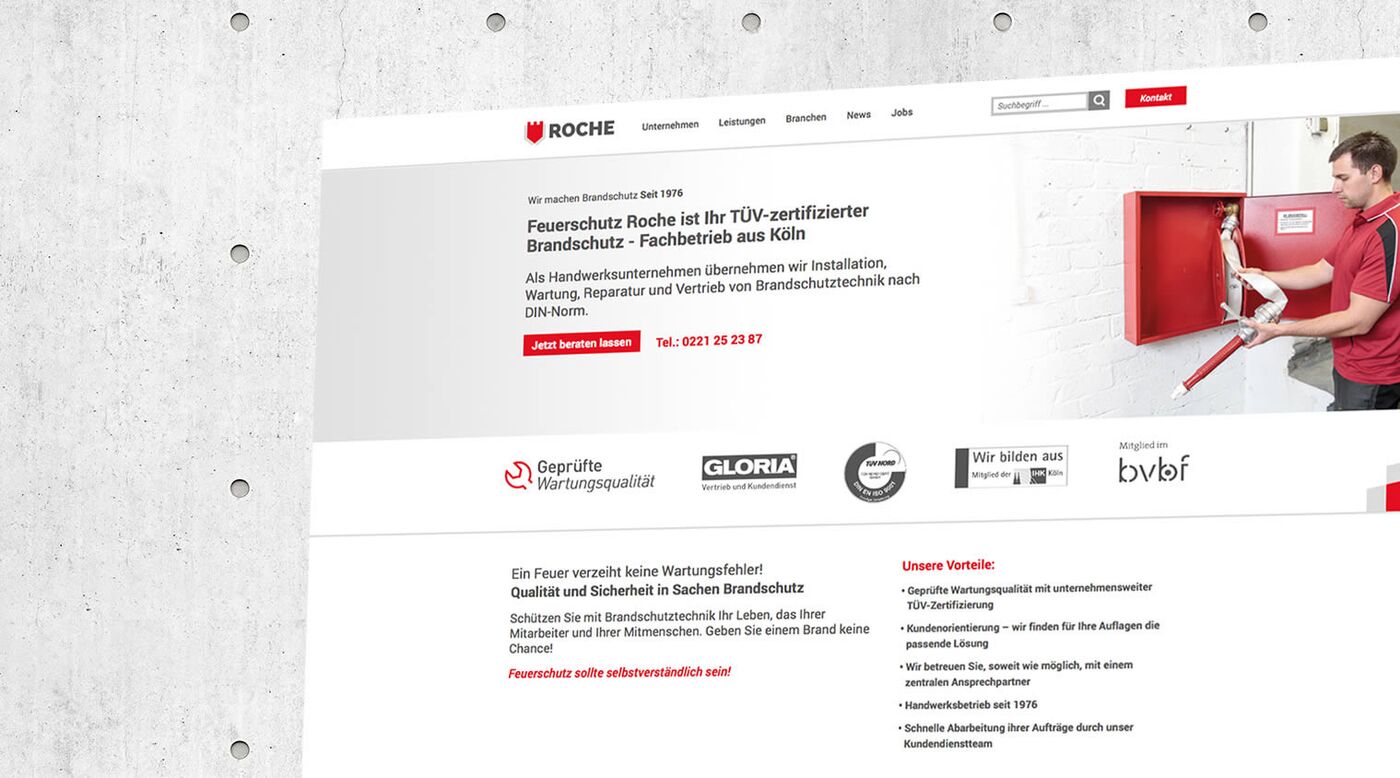 Bild zeigt Startseite der Firmenhomepage