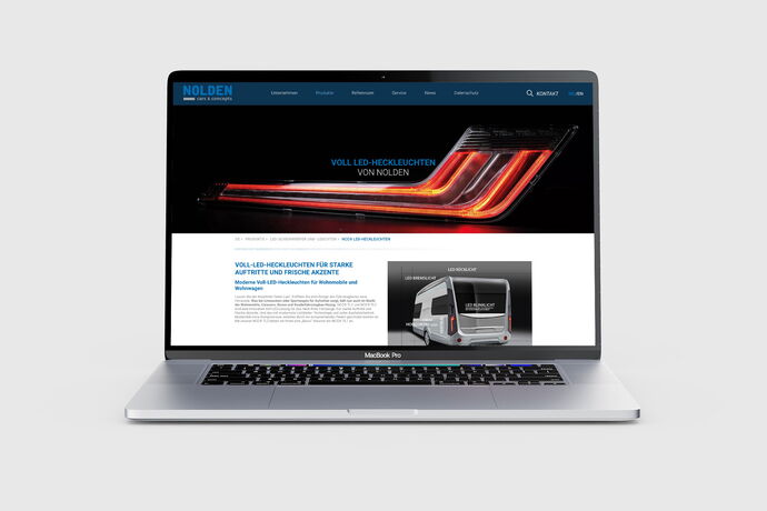 Ansicht Webseite LED Rückleuchten auf Laptop