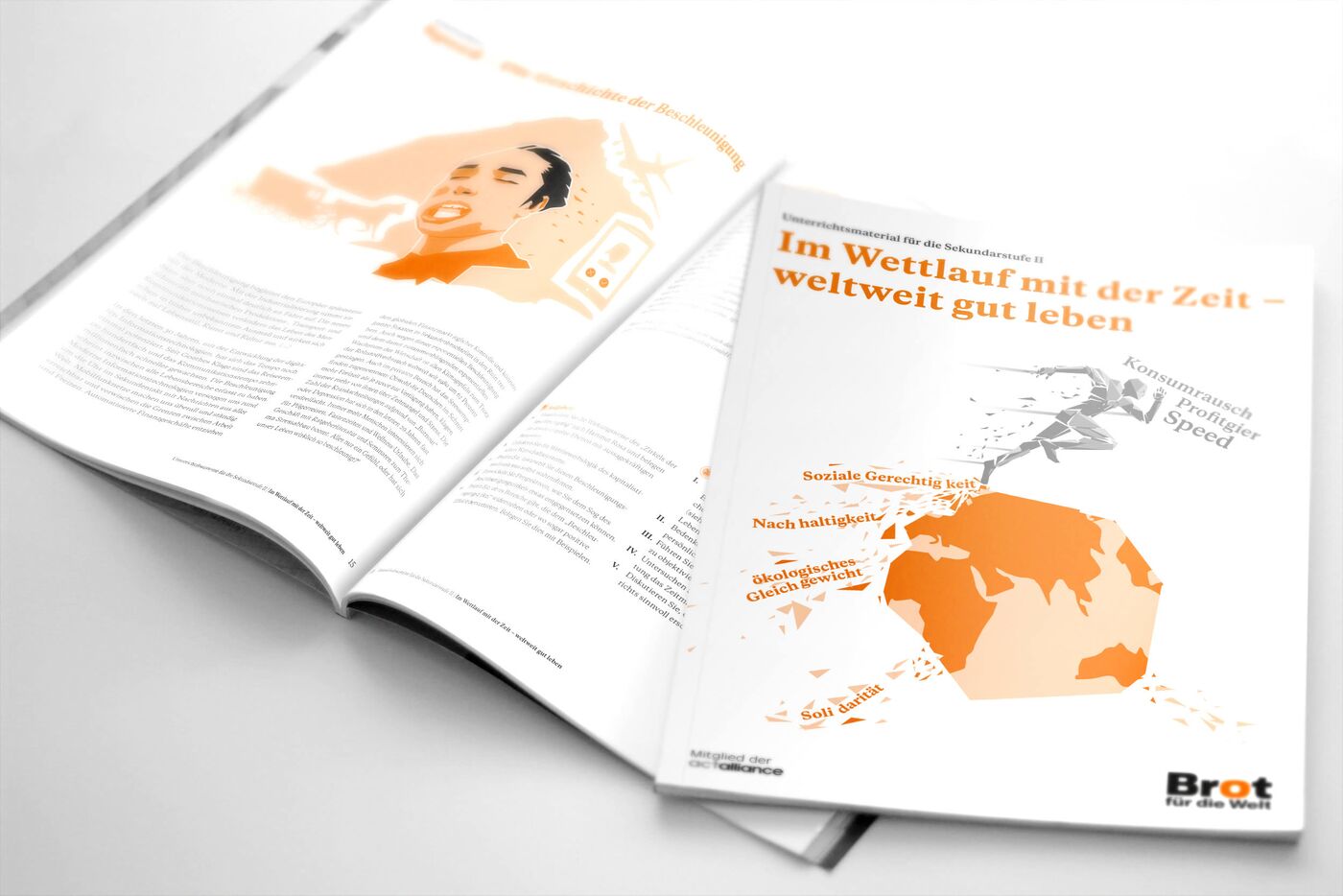 Bild der Unterrichtsmaterialien Im Wettlauf mit der Seit, Cover und Innenseite