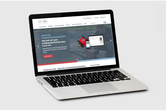 Ansicht von einem Laptop der eine Landingpage für Messtechnik zeigt