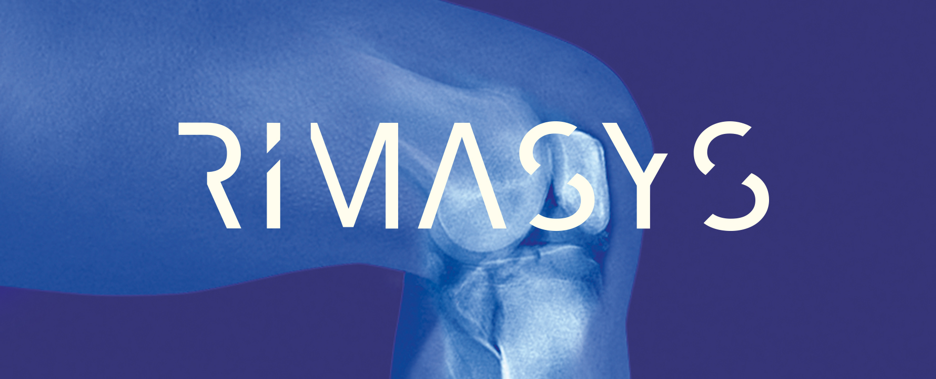 Keyvisual Röntgenbild von einem Knie in blauer Farbe___